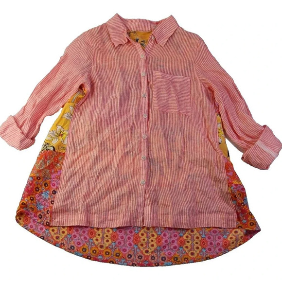 Soft Surroundings Boho Floral Striped Paisly Hippie Lightweight Long Sleeve... - Picture 2 of 10